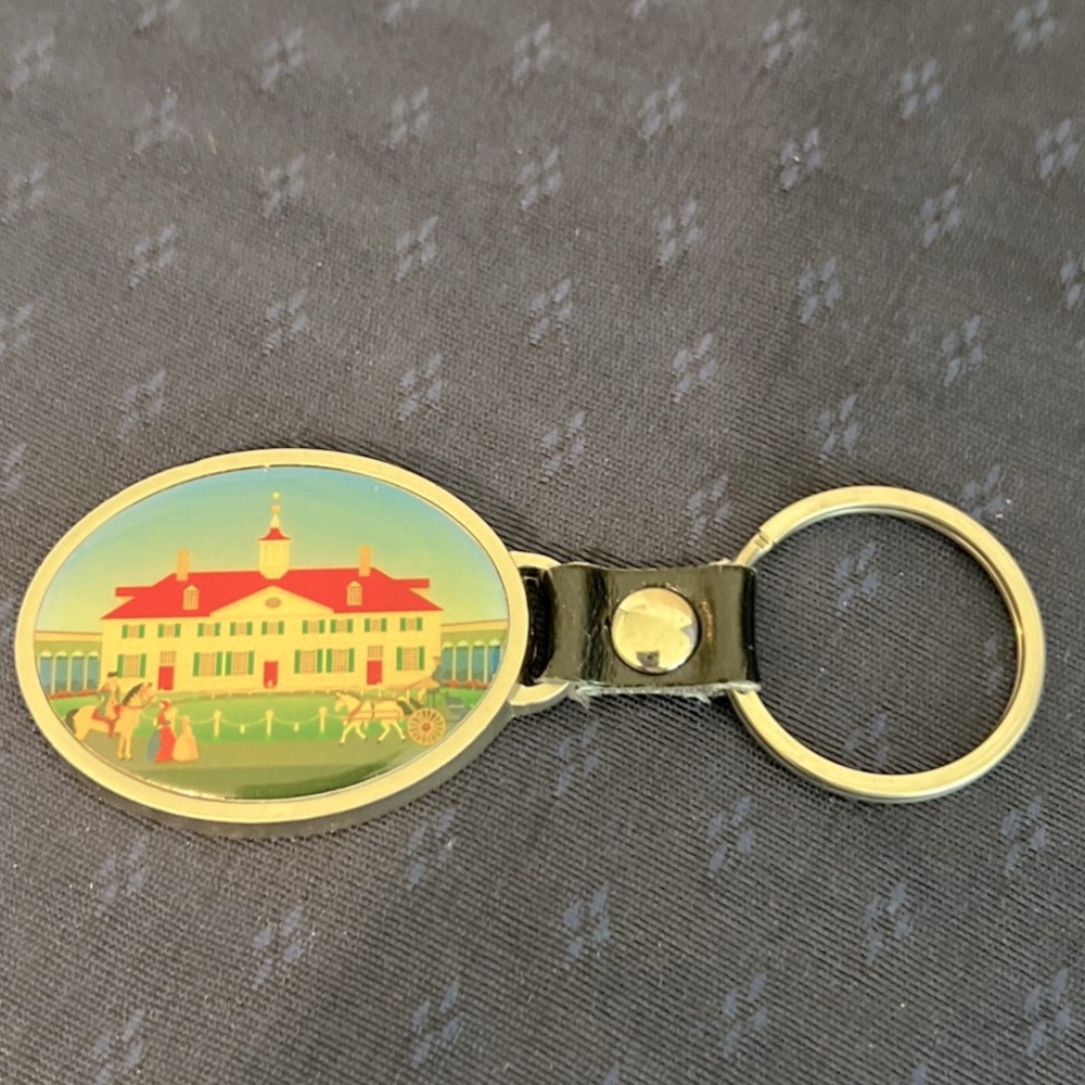 Vtg Souvenir Keychain MOUNT VERNON-George Washington's Historic Homes 2” Key